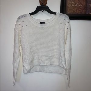 Off white crop sweater with silver studs